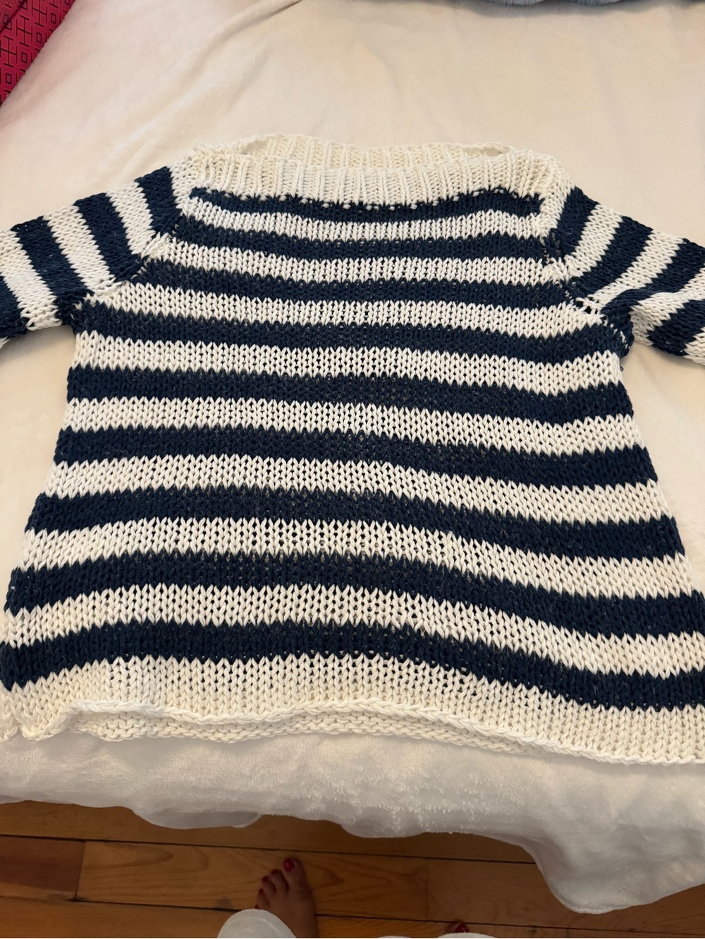 Wooden Ships Navy and White Striped S/M Sweater